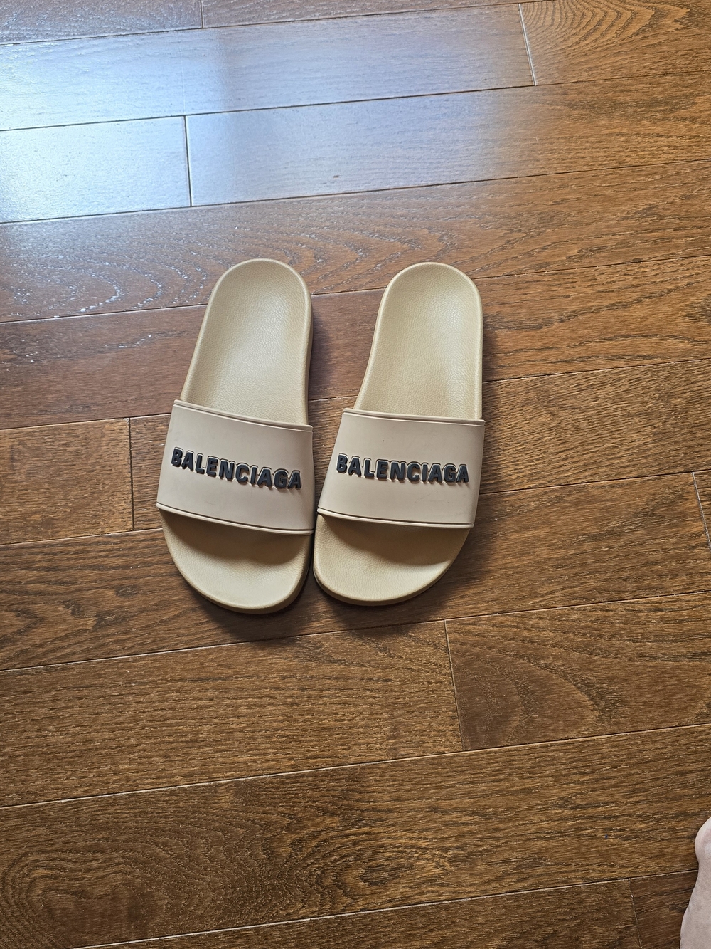 Balenciaga Kids Tan Slide Sandals with Logo Strap